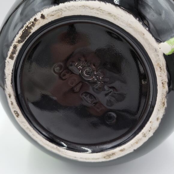 Vintage Fitz & Floyd Pitcher Black White Rose Floral Pattern Ceramic Handpainted - Picture 7 of 9